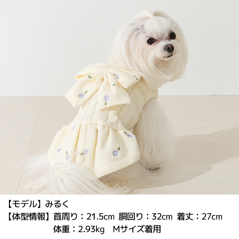 花柄刺しゅうリボンワンピ XS/S/M/L/XL/XXL Un TouTou -アントゥトゥ- 犬服 ドッグウェア UT26AW ut261238