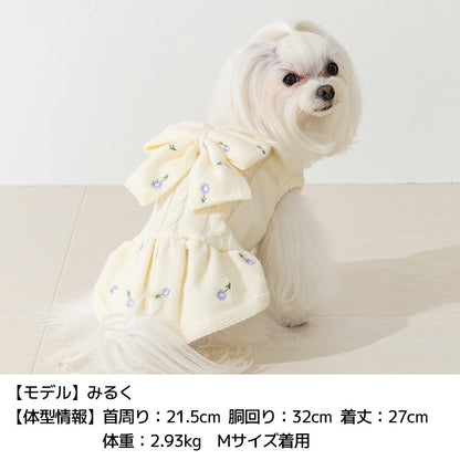 花柄刺しゅうリボンワンピ XS/S/M/L/XL/XXL Un TouTou -アントゥトゥ- 犬服 ドッグウェア UT26AW ut261238