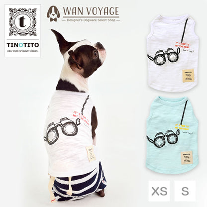 双眼鏡タンクトップ 犬服 ドッグウェア XS/S ワンボヤージュ TINOTITO ティノティート トイプードル チワワ ダックス tt141153-1