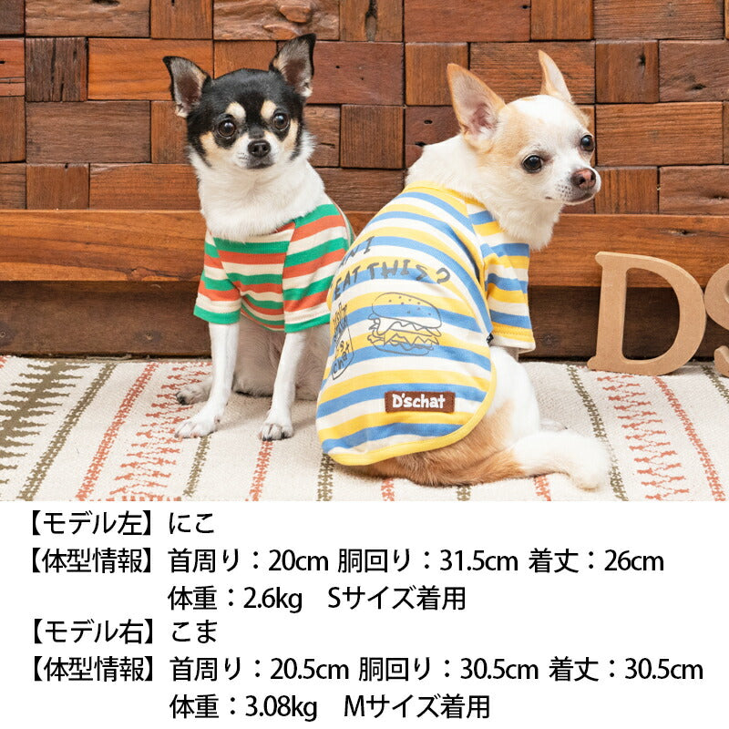 マルチカラーTシャツ XS/S D's Chat-ディーズチャット- 犬服 ドッグウェア 小型犬 トイプードル チワワ ポメラニアン DS23SS ds231168-1