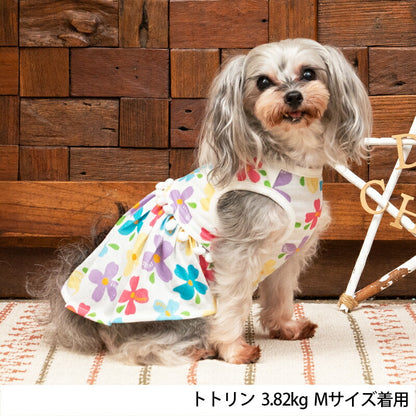 フラワーポンポンワンピ M/L D's Chat-ディーズチャット- 犬服 ドッグウェア 小型犬 トイプードル チワワ ポメラニアン DS23SS ds231172-2